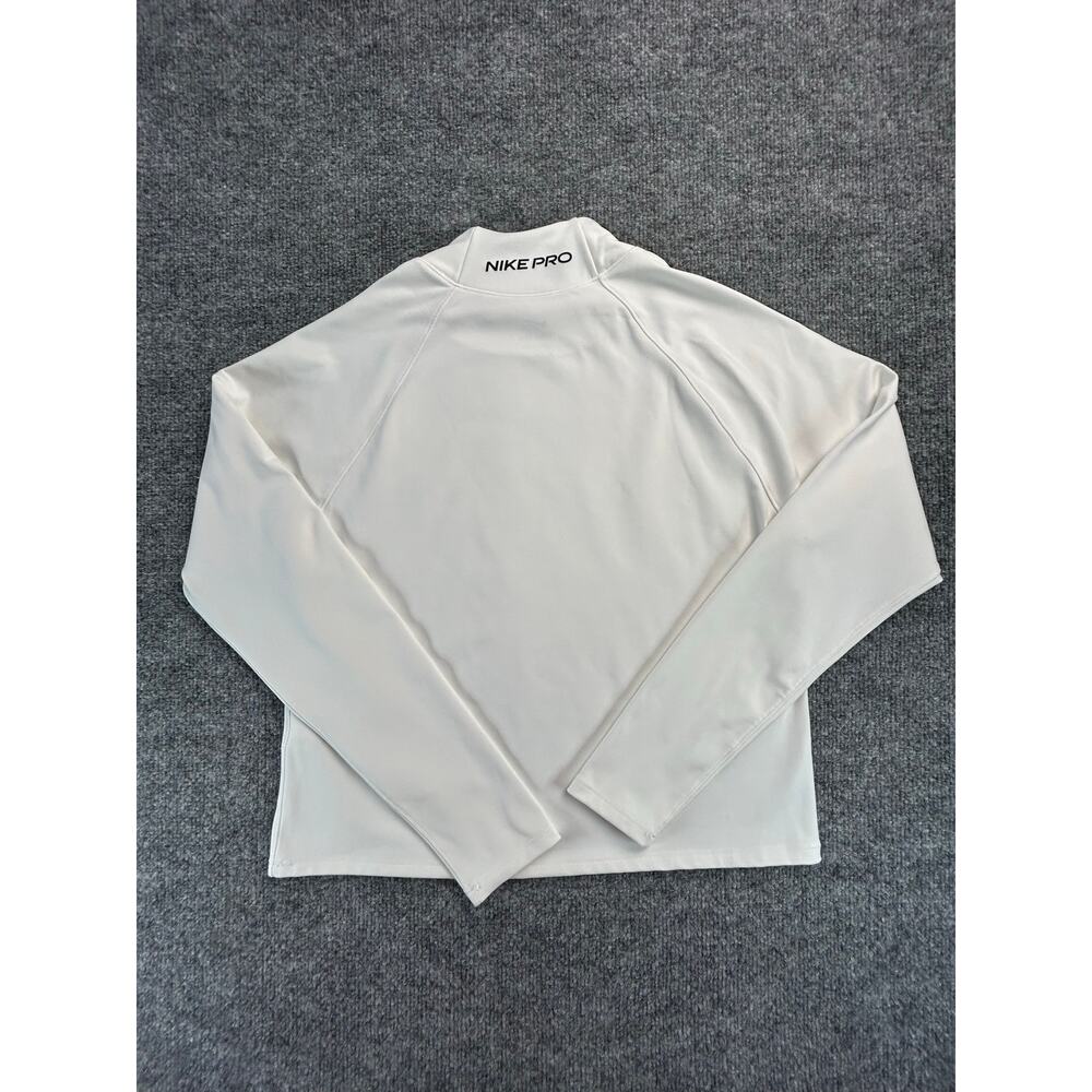 Nike Pro Dri-FIT Mock Neck Crop Top WMS XL White Long Sleeve Compression Shirt - Picture 2 of 7